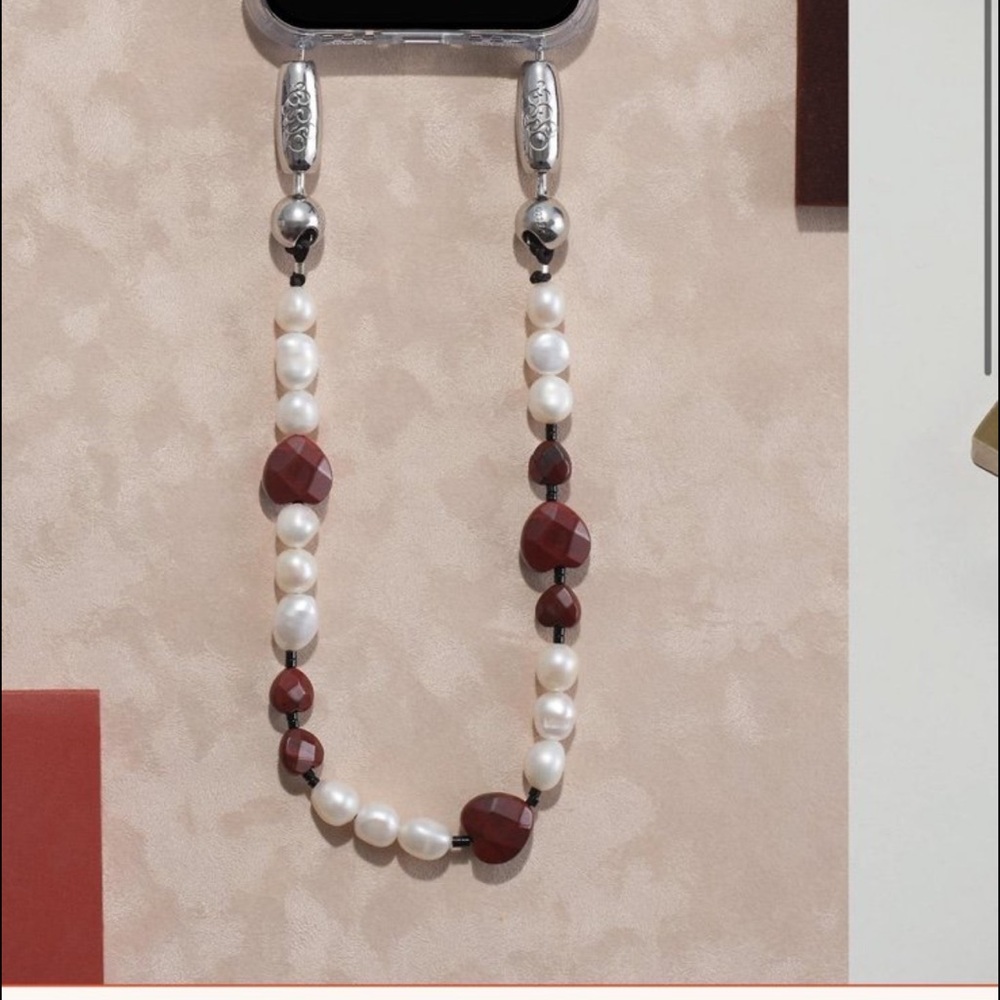 Freshwater Pearl and Deep Red Bead Necklace